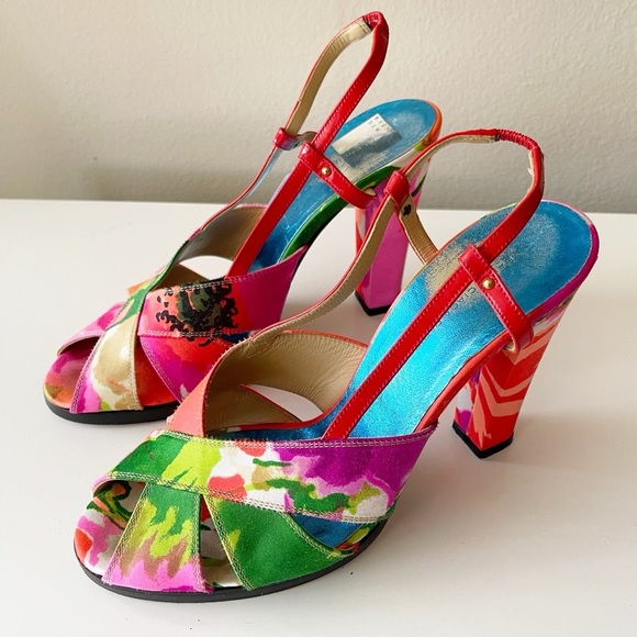 BALENCIAGA silk floral sling back heels - Picture 1 of 8